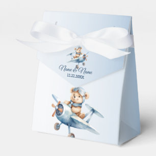 Cute Baby Bear Pilot Blue Aeroplane Beautiful Favour Box