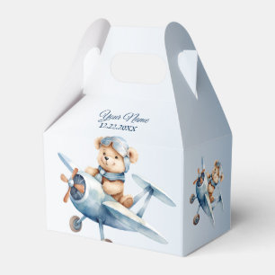 Cute Baby Bear Pilot Blue Aeroplane Beautiful Favour Box