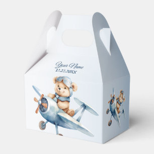 Cute Baby Bear Pilot Blue Aeroplane Beautiful Favour Box