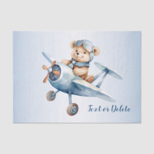 Cute Baby Bear Pilot Blue Aeroplane Beautiful Tissue Paper