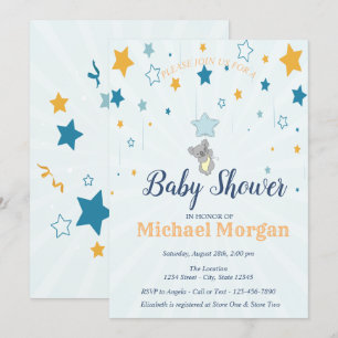 Cute Baby Bear, Stars Invitation