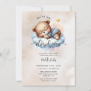 Cute Baby Bear   Watercolor Boy Baby Shower Invitation
