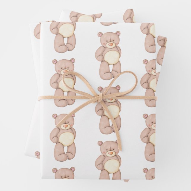 Cute baby bear wrapping paper sheet (In situ)