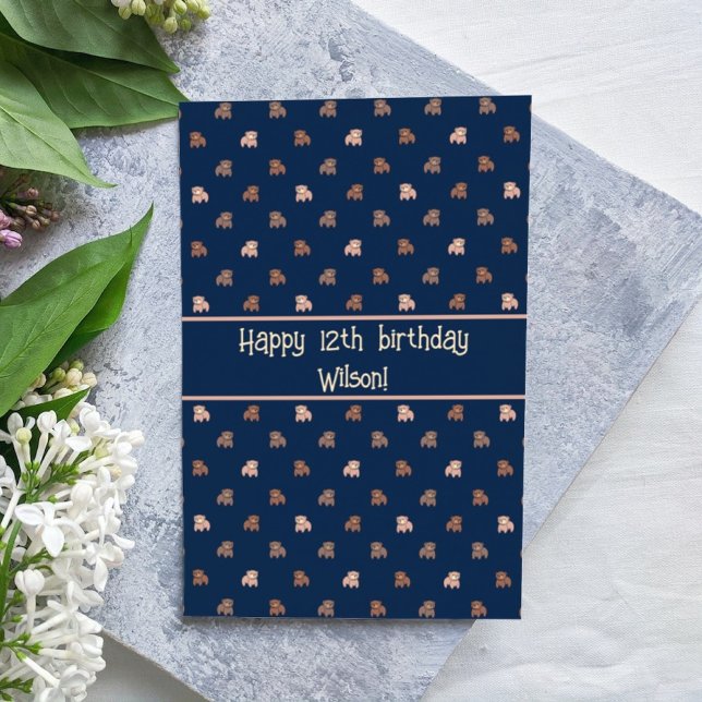 Cute Baby Bears Pattern Personalised Birthday Card (Creator Uploaded)