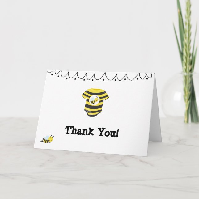 ** Cute Baby Bee Baby Shower Thank You Card (Front)