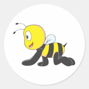 Cute Baby Bee Crawl on Floor Shirt Classic Round Sticker