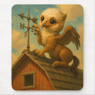 Cute baby big eye hippogriff funny fantasy art mouse mat
