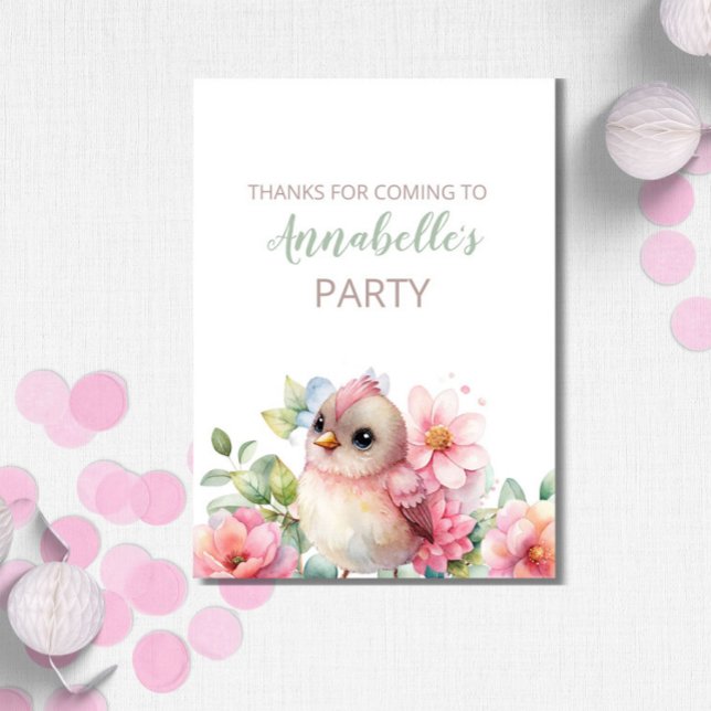 Cute Baby Bird Birthday Party Thank You Cards (Creator Uploaded)