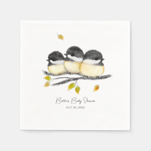Cute Baby Bird Chickadees Baby Shower Napkin