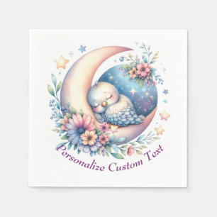 Cute Baby Bird Sleeping on a Half Moon  Napkin