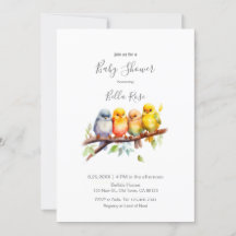 Cute Baby Birds on Tree Branch Baby Shower