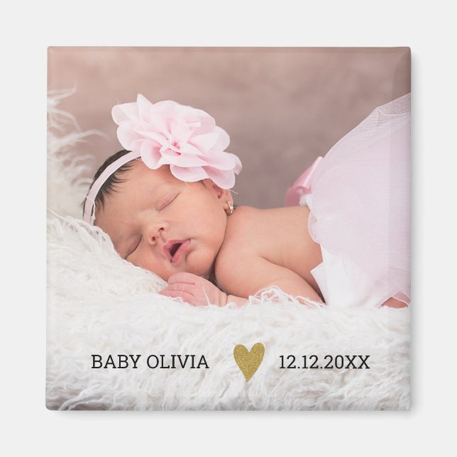 Cute Baby Birth Announcement Photo Magnet (Front)