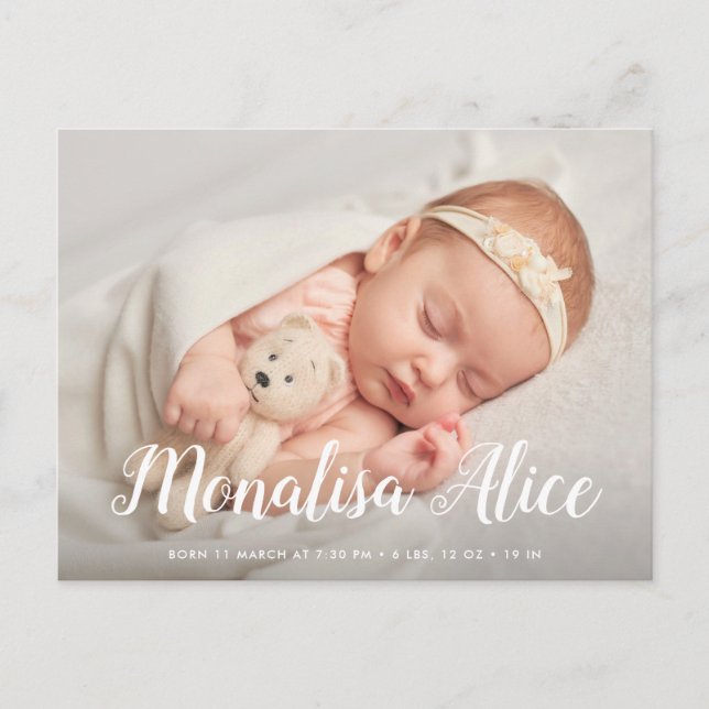 cute baby birth announcement photo postcard (Front)