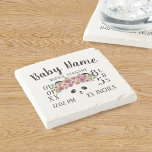 Cute Baby Birth Stats Floral Panda Stone Coaster<br><div class="desc">Celebrate the birth of your little one by putting their birth stats on this stone coaster. Design features a cute baby panda wearing a flower crown and space for your baby stats. Makes a lovely keepsake for baby,  parents and grandparents.</div>