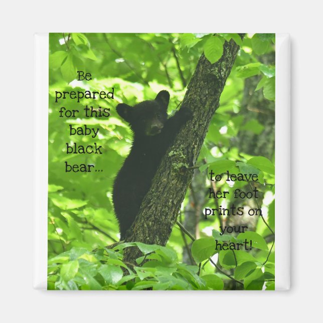 Cute baby black bear magnet (Front)