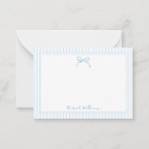 Cute Baby Blue Bow and Stripes Border Card