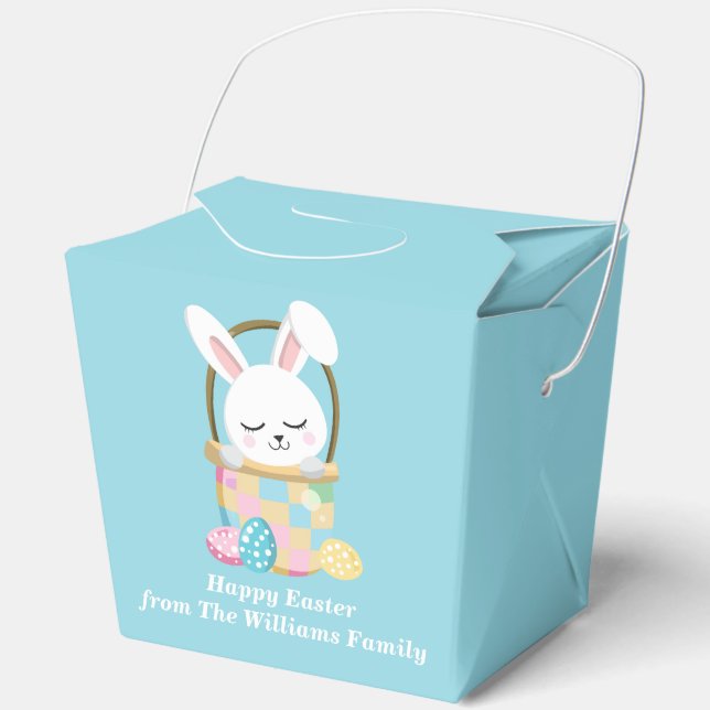 Cute Baby Blue Easter Bunny Party Fortune Favour Box (Front)