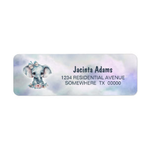 Cute Baby Blue Elephant Return Address Label