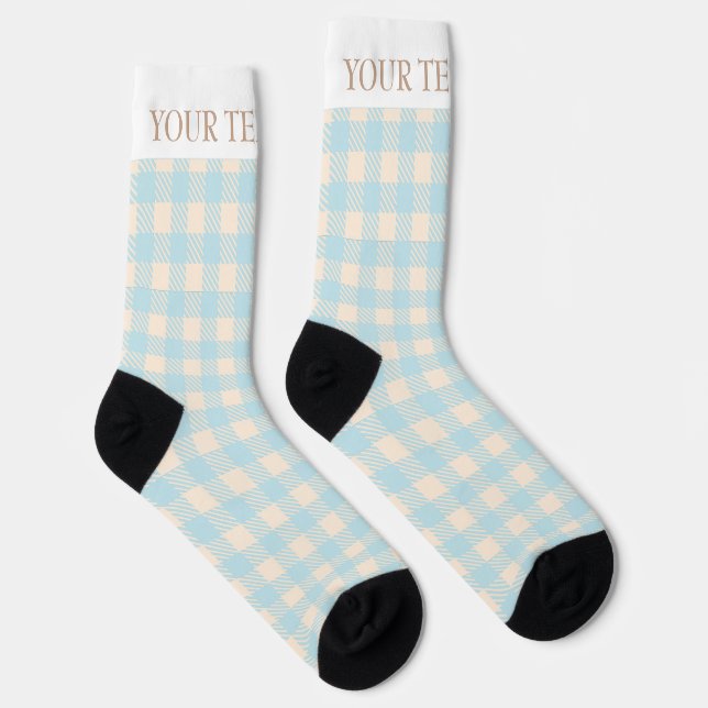 Cute Baby blue gingham prepply plaid checked Socks (Right)