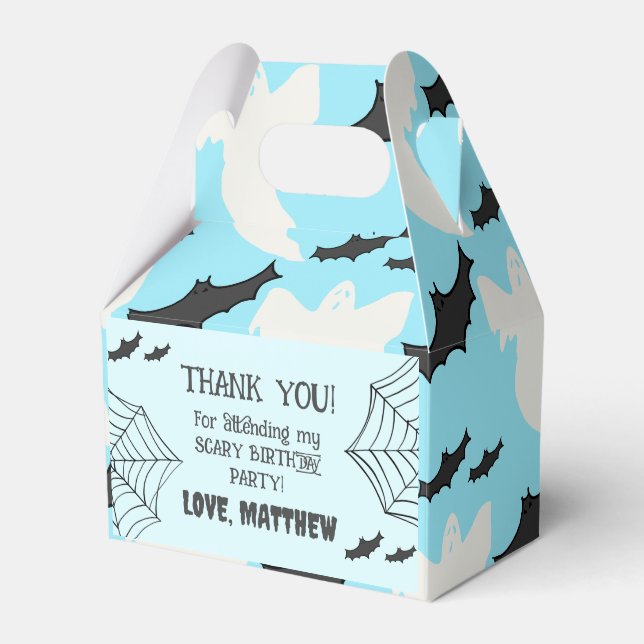 Cute Baby Blue Halloween Birthday Party Favour Box (Front Side)