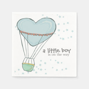 Cute Baby Blue Hot Air Balloon Baby Shower Napkin