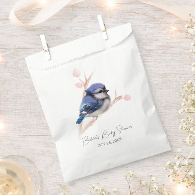 Cute Baby Blue Jay Baby Shower Favour Bags (Clipped)