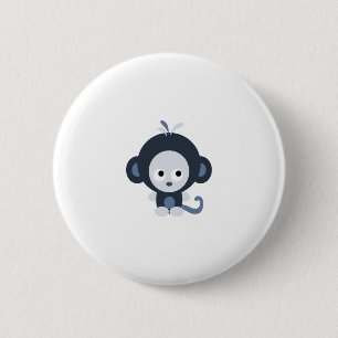 Cute Baby Blue Monkey 6 Cm Round Badge