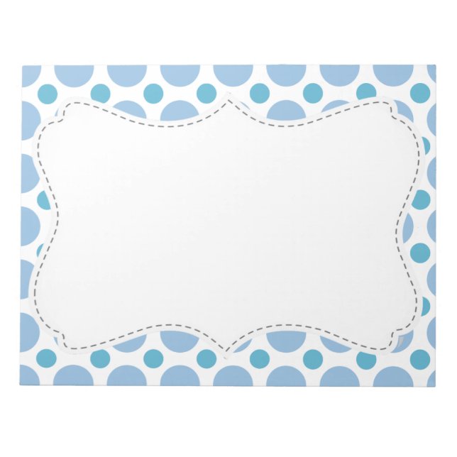 Cute Baby Blue Polka Dots Notepad (Front)