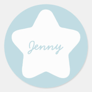 Cute Baby Blue Star Custom Name Sticker