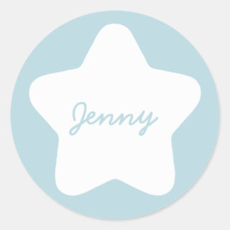 Cute Baby Blue Star Custom Name Sticker