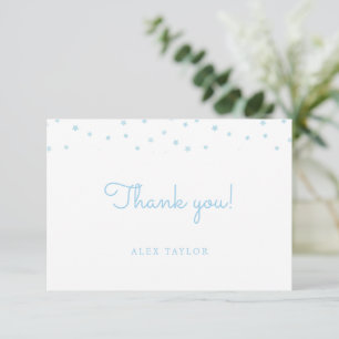 Cute baby blue stars kids thank you card