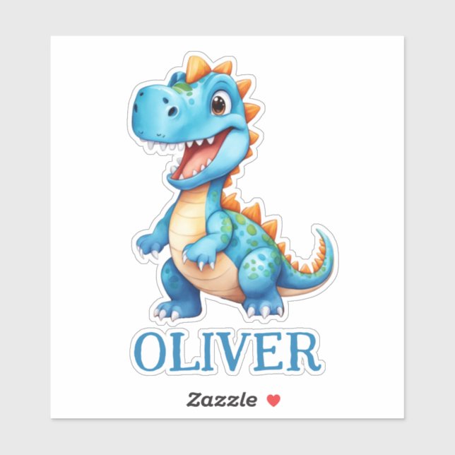 Cute Baby Blue Trex Dinosaur Personalised (Sheet)