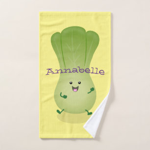 Cute baby bok choy cartoon illustration bath towel set
