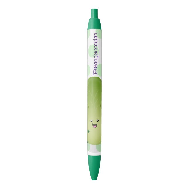 Cute baby bok choy cartoon illustration black ink pen (Front Vertical)