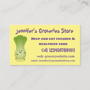 Cute baby bok choy cartoon illustration business card