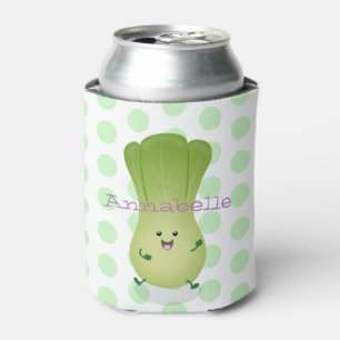Cute baby bok choy cartoon illustration can cooler