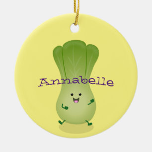 Cute baby bok choy cartoon illustration ceramic tree decoration