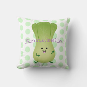 Cute baby bok choy cartoon illustration cushion