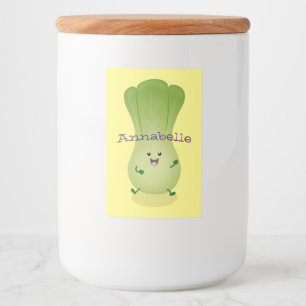 Cute baby bok choy cartoon illustration food label