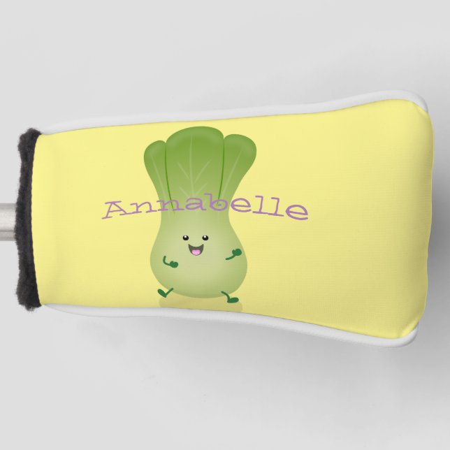 Cute baby bok choy cartoon illustration golf head cover (Front)