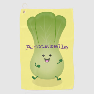 Cute baby bok choy cartoon illustration golf towel