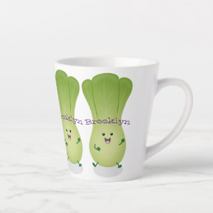Cute baby bok choy cartoon illustration latte mug