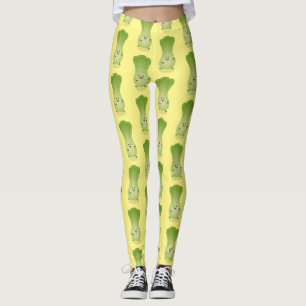 Cute baby bok choy cartoon illustration leggings