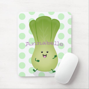 Cute baby bok choy cartoon illustration mouse mat