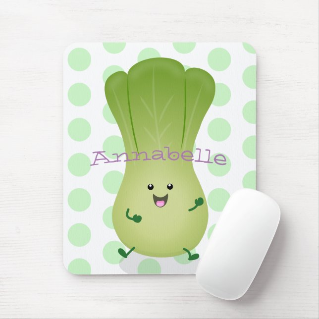 Cute baby bok choy cartoon illustration mouse mat (With Mouse)