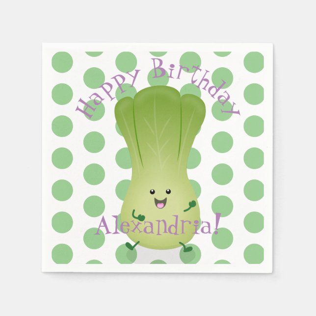 Cute baby bok choy cartoon illustration napkin (Front)