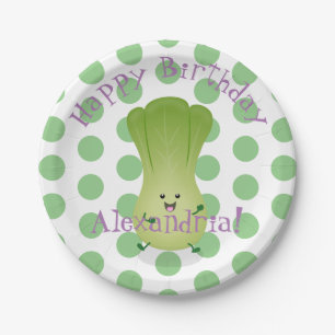 Cute baby bok choy cartoon illustration paper plate