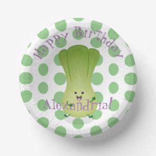 Cute baby bok choy cartoon illustration paper plate