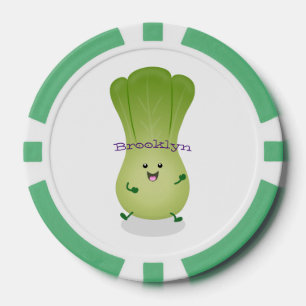 Cute baby bok choy cartoon illustration poker chips