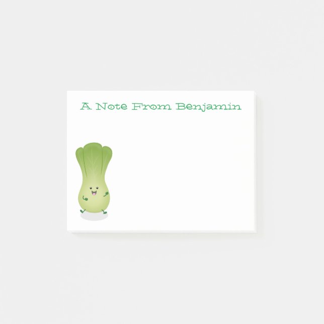 Cute baby bok choy cartoon illustration post-it notes (Front)